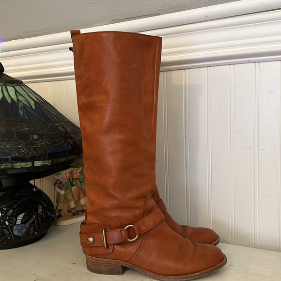 Coach Natalie cognac brown leather riding boots - Picture 3 of 9